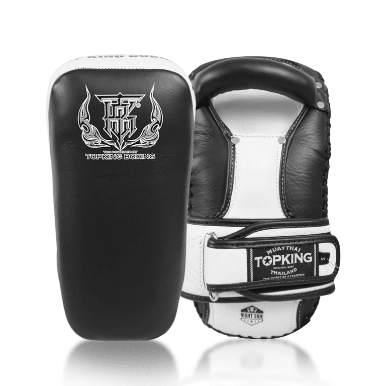 Topking Kicking Pads Black White "Extreme" (Curve) Velcro