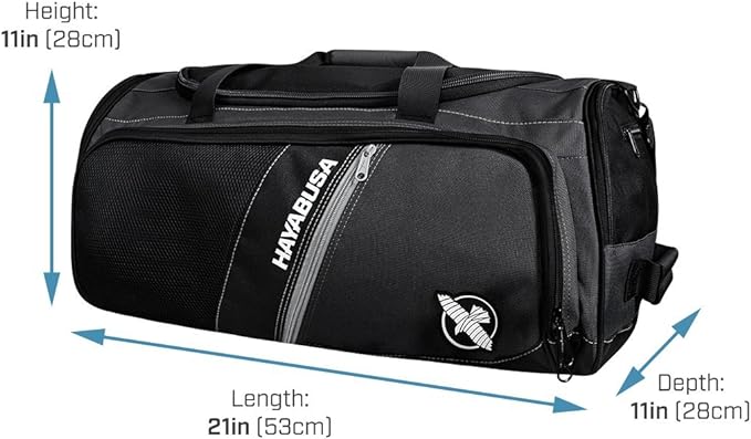 Hayabusa Ryoko Duffle Bag with measurements – OTM Fight Shop