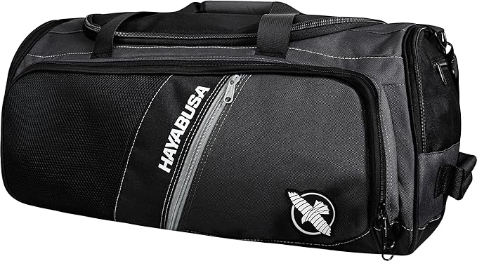 Hayabusa Ryoko Duffle Bag black front view – OTM Fight Shop