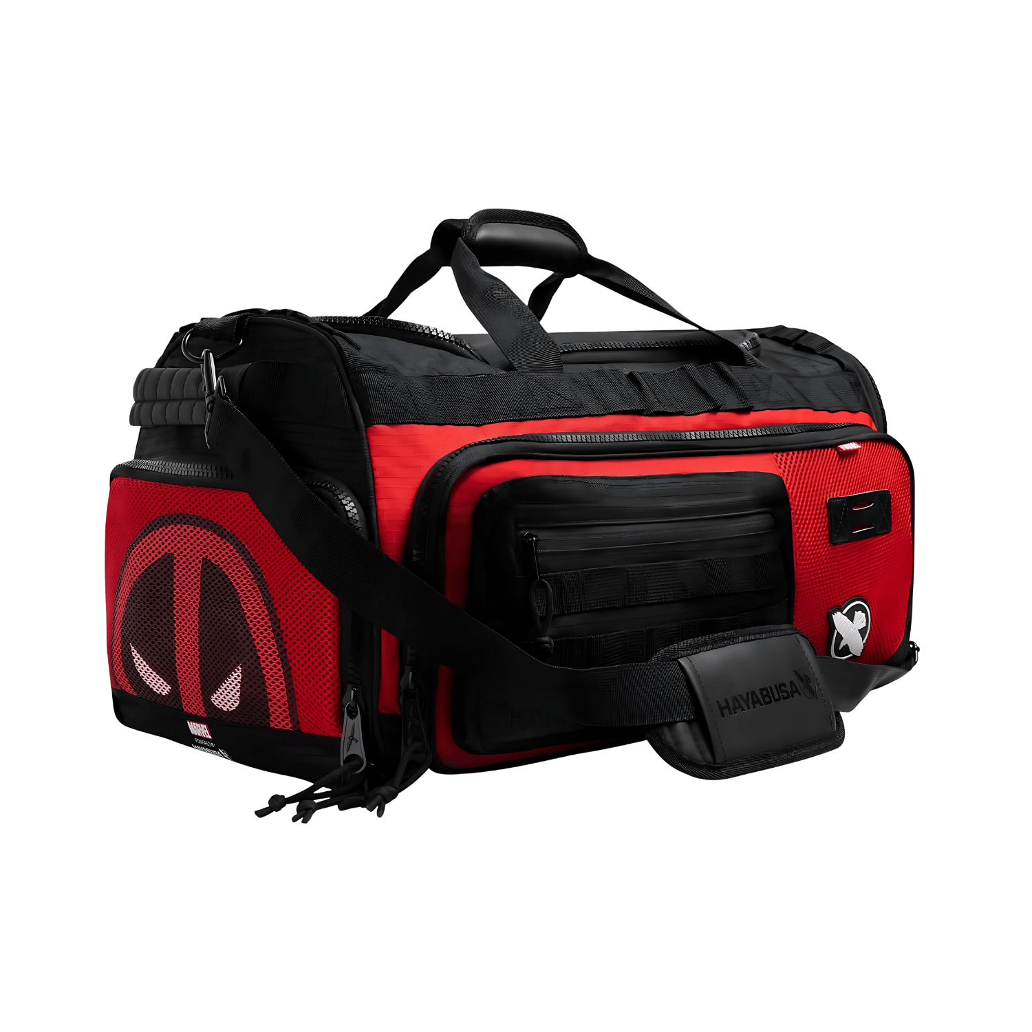 Marvel Deadpool Duffle Bag black and red front view – OTM Fight Shop