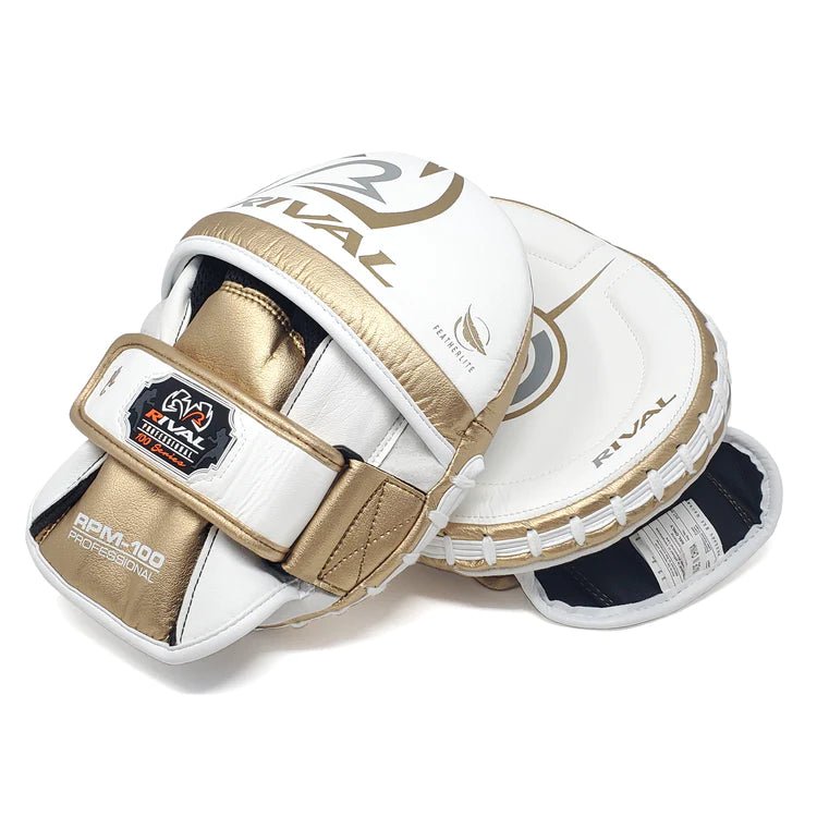 Rival RPM100 Professional Punch Mitts white and gold