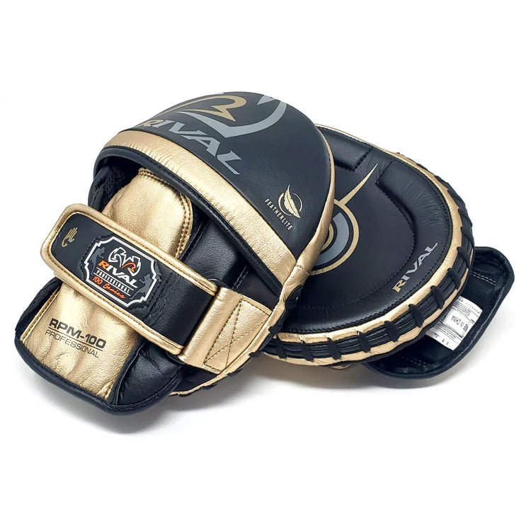 Rival RPM100 Professional Punch Mitts black and gold pair