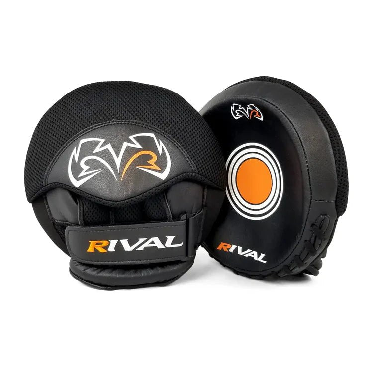 Rival RPM5 Parabolic Punch Mitts 2.0 front and side view – OTM Fight Shop