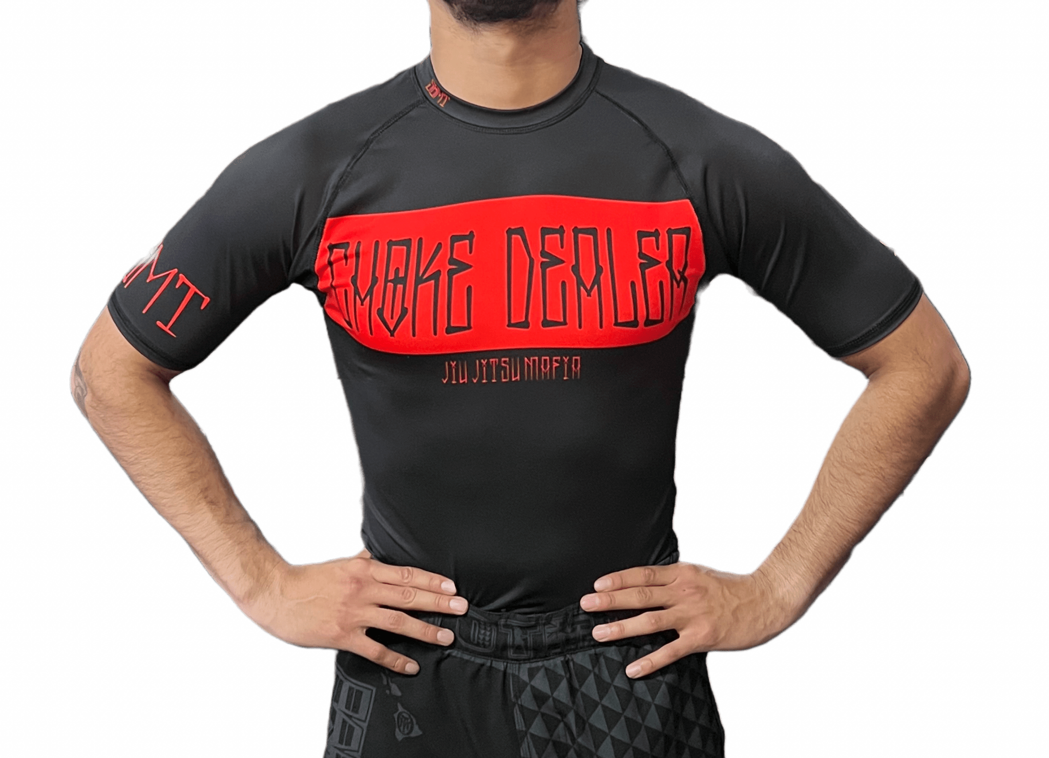 SBMT Vato Choke Dealer Rashguard Front side with fighter wearing it.